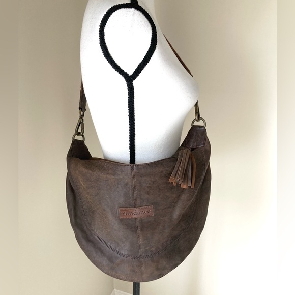 Sundance Brown Leather Saddle Bag Handbag - Picture 4 of 15